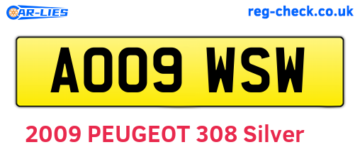AO09WSW are the vehicle registration plates.