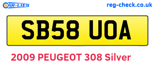 SB58UOA are the vehicle registration plates.