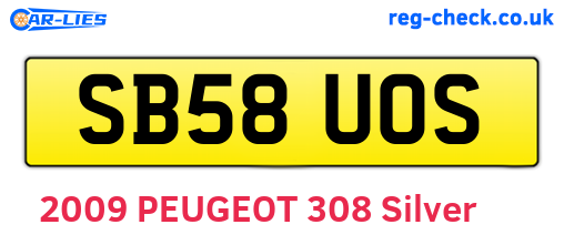 SB58UOS are the vehicle registration plates.