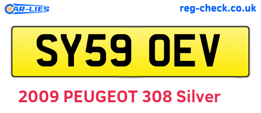 SY59OEV are the vehicle registration plates.