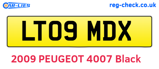 LT09MDX are the vehicle registration plates.