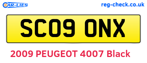 SC09ONX are the vehicle registration plates.