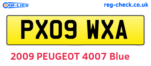 PX09WXA are the vehicle registration plates.
