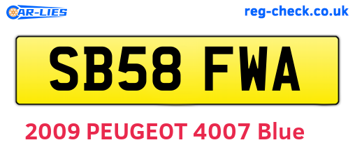 SB58FWA are the vehicle registration plates.