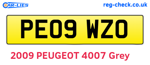 PE09WZO are the vehicle registration plates.