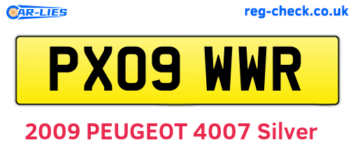 PX09WWR are the vehicle registration plates.