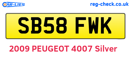 SB58FWK are the vehicle registration plates.