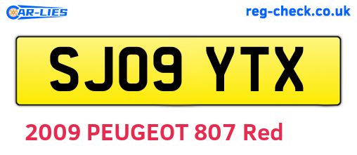 SJ09YTX are the vehicle registration plates.