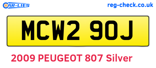 MCW290J are the vehicle registration plates.