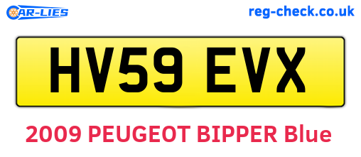 HV59EVX are the vehicle registration plates.