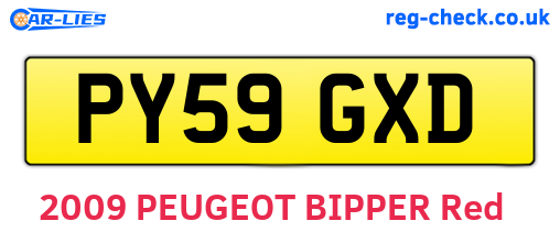 PY59GXD are the vehicle registration plates.