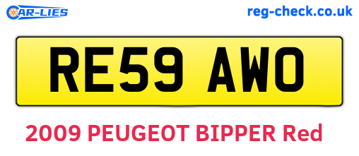 RE59AWO are the vehicle registration plates.