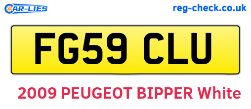 FG59CLU are the vehicle registration plates.
