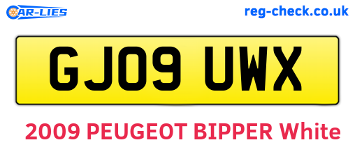 GJ09UWX are the vehicle registration plates.