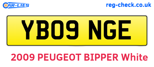 YB09NGE are the vehicle registration plates.