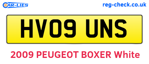 HV09UNS are the vehicle registration plates.