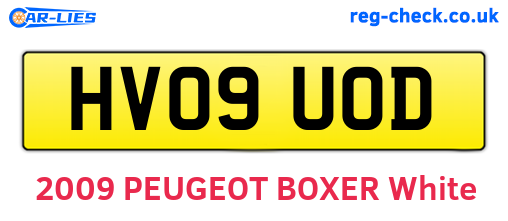 HV09UOD are the vehicle registration plates.