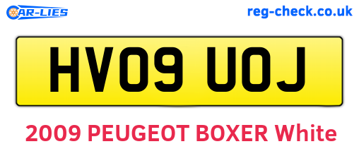 HV09UOJ are the vehicle registration plates.