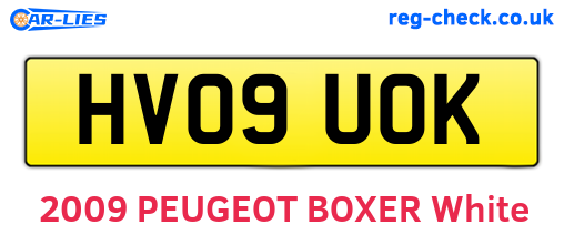 HV09UOK are the vehicle registration plates.