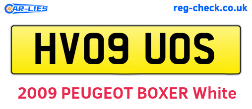 HV09UOS are the vehicle registration plates.