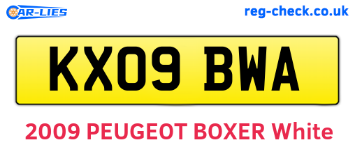 KX09BWA are the vehicle registration plates.