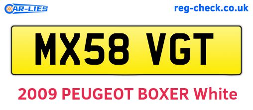 MX58VGT are the vehicle registration plates.