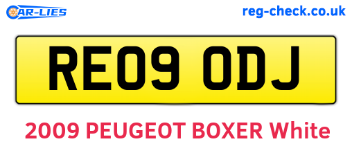 RE09ODJ are the vehicle registration plates.