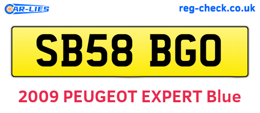SB58BGO are the vehicle registration plates.