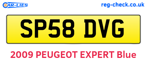 SP58DVG are the vehicle registration plates.