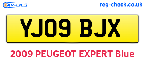 YJ09BJX are the vehicle registration plates.
