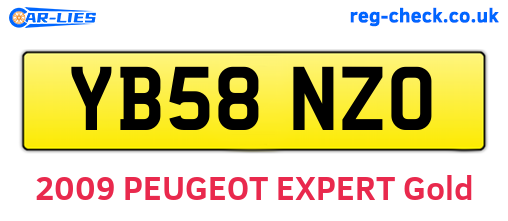 YB58NZO are the vehicle registration plates.