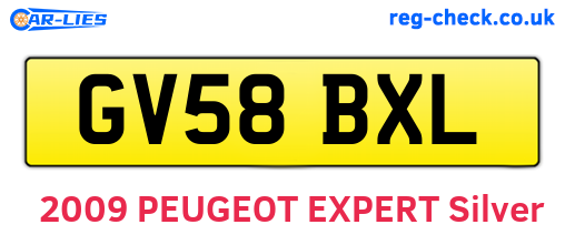 GV58BXL are the vehicle registration plates.