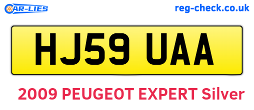 HJ59UAA are the vehicle registration plates.