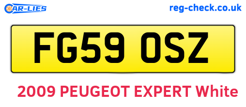 FG59OSZ are the vehicle registration plates.