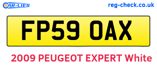 FP59OAX are the vehicle registration plates.