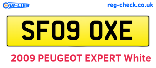 SF09OXE are the vehicle registration plates.