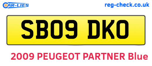 SB09DKO are the vehicle registration plates.