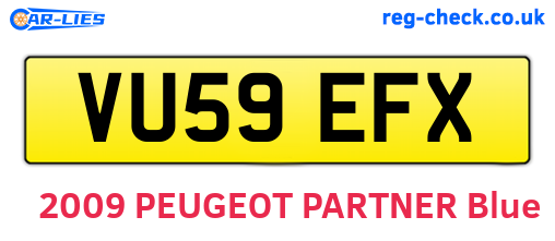 VU59EFX are the vehicle registration plates.