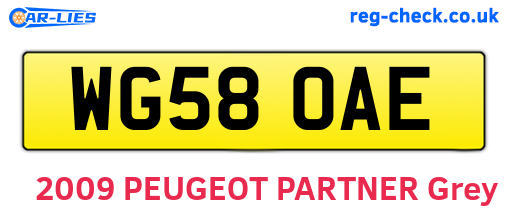 WG58OAE are the vehicle registration plates.