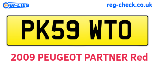 PK59WTO are the vehicle registration plates.