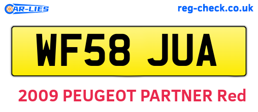 WF58JUA are the vehicle registration plates.