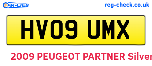 HV09UMX are the vehicle registration plates.