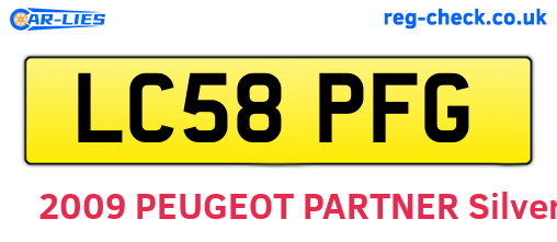 LC58PFG are the vehicle registration plates.