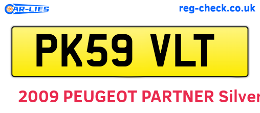 PK59VLT are the vehicle registration plates.