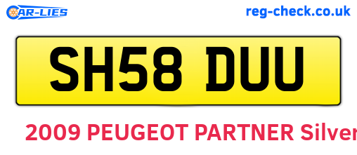 SH58DUU are the vehicle registration plates.