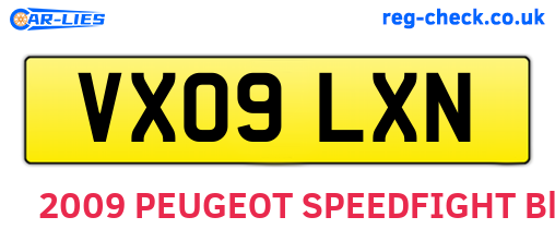 VX09LXN are the vehicle registration plates.