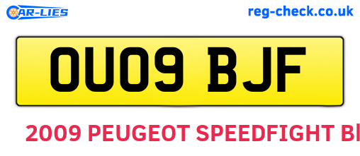 OU09BJF are the vehicle registration plates.