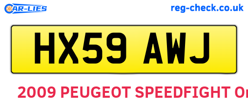 HX59AWJ are the vehicle registration plates.