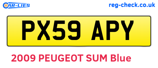 PX59APY are the vehicle registration plates.