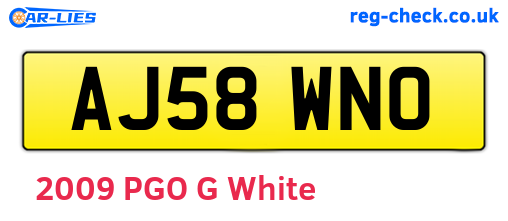 AJ58WNO are the vehicle registration plates.